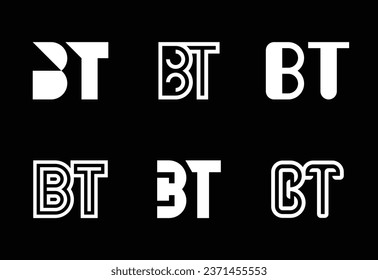 Set mit Buchstaben BT-Logos. Abstrakte Logos-Kollektion mit Buchstaben. Abstrakte geometrische Logos