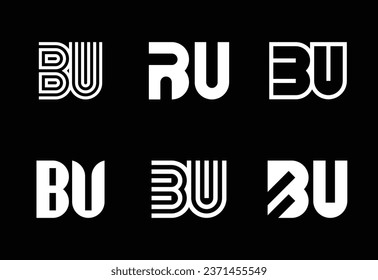 Conjunto de logotipos BU de letras. Resumen de colección de logotipos con letras. Logotipos geométricos abstractos