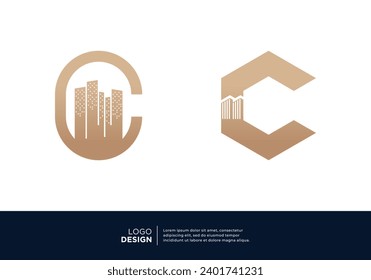 Set von Buchstabe C Gebäude Logo Design Inspiration.