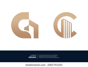 Set of letter C building real estate logo designs.