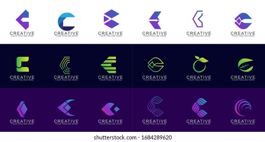 set of Letter c logo design with modern concept. Icon letter c vector illustration