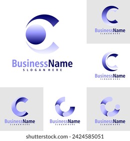 Conjunto de vector de diseño del logotipo de la letra C. Plantilla de conceptos de logotipo de Creative Initial C