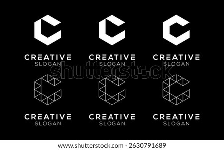 Set of Letter C logo design templates. Modern isolated Letter C symbols for brands and technology
