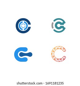 Satz von Buchstaben C-Symboldesign-Vorlagenelementen, Design-Konzept des Initial-C-Logos - Vektorillustration
