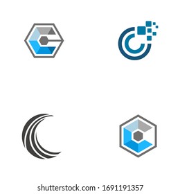 Conjunto de elementos de plantilla de diseño de icono del logotipo C del logotipo inicial - Vector

