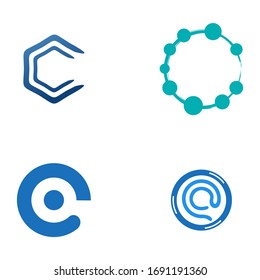 Conjunto de elementos de plantilla de diseño de icono del logotipo C del logotipo inicial - Vector
