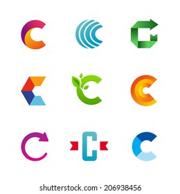 Set of letter C logo icons design template elements. Collection of vector signs.