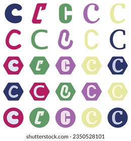 Set of letter C minimal logo icon design template elements