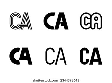 Conjunto de logotipos CA de letras. Resumen de colección de logotipos con letras. Logotipos geométricos abstractos