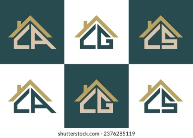 set of letter ca,cg,cs logo design with house illusration concept 