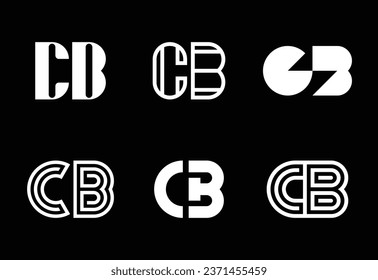Set of letter CB logos. Abstract logos collection with letters. Geometrical abstract logos