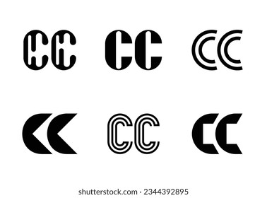 Set of letter CC logos. Abstract logos collection with letters. Geometrical abstract logos