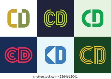 Set of letter CD logos. Abstract logos collection with letters. Geometrical abstract logos