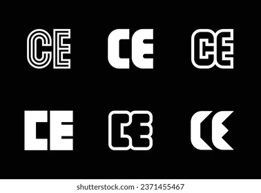 Set of letter CE logos. Abstract logos collection with letters. Geometrical abstract logos