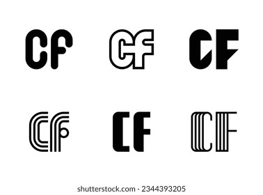 Set of letter CF logos. Abstract logos collection with letters. Geometrical abstract logos
