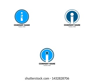 Set of I Letter Circle Icon Vector Logo Template