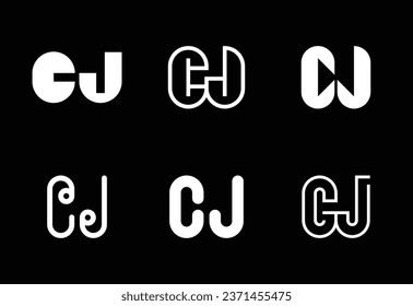 Set of letter CJ logos. Abstract logos collection with letters. Geometrical abstract logos