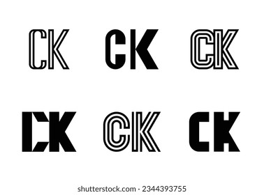 Conjunto de logotipos CK de letras. Resumen de colección de logotipos con letras. Logotipos geométricos abstractos