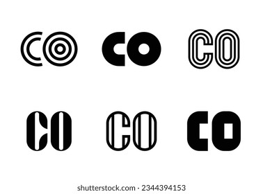 Conjunto de logotipos CO de letras. Resumen de colección de logotipos con letras. Logotipos geométricos abstractos
