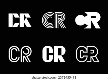 Set von Buchstaben CR-Logos. Abstrakte Logos-Kollektion mit Buchstaben. Abstrakte geometrische Logos
