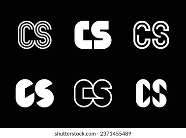 Set of letter CS logos. Abstract logos collection with letters. Geometrical abstract logos