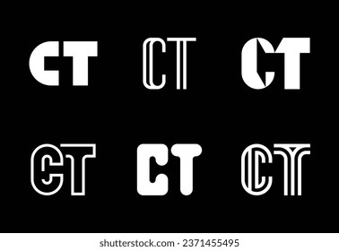 Set of letter CT logos. Abstract logos collection with letters. Geometrical abstract logos