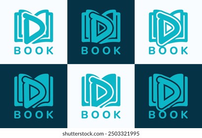 Set of letter D book logo. This logo combines letters and book shapes. Perfect for education, schools, tutoring and the likes.