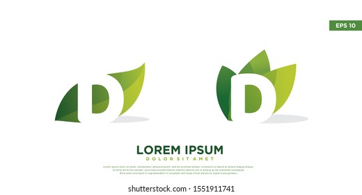 set of letter d leaf logo. simple icon, template design