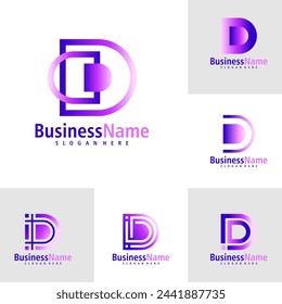 Set of Letter D logo design vector. Creative Initial D logo concepts template