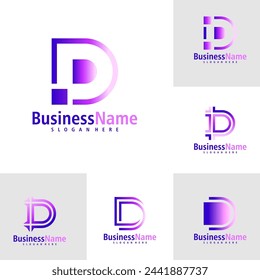 Conjunto de vector de diseño de logotipo de la letra D. Plantilla de conceptos de logotipo de Creative Initial D