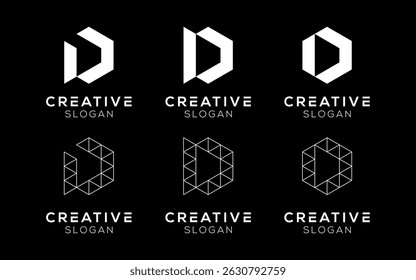 Set of Letter D logo design templates. Modern isolated Letter D symbols for brands and technology