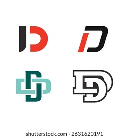 Conjunto de design do logotipo da Letra D. Coleção de símbolos iniciais D Abstract.