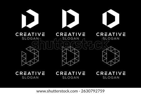 Set of Letter D logo design templates. Modern isolated Letter D symbols for brands and technology