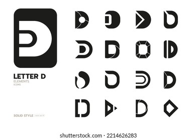 Set Letter D Logo Elements Solid Stock Vector (Royalty Free) 2214626283 ...