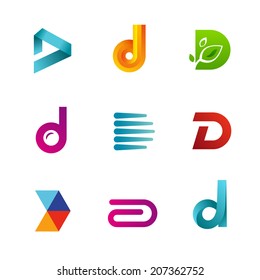 Set of letter D logo icons design template elements. Collection of vector signs.