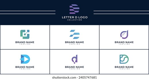 Set of letter D logo with modern creative concept