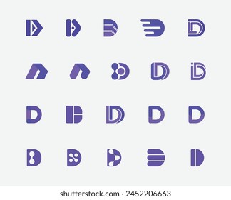 Set of Letter D shape Logo - D Technological Logo Design Set - Letter D