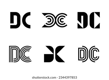 Set of letter DC logos. Abstract logos collection with letters. Geometrical abstract logos