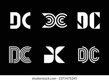 Conjunto de logotipos DC de letras. Resumen de colección de logotipos con letras. Logotipos geométricos abstractos