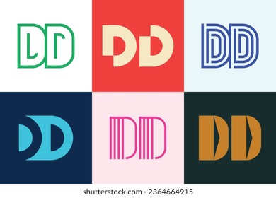 Set of letter DD logos. Abstract logos collection with letters. Geometrical abstract logos