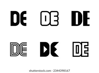 Set of letter DE logos. Abstract logos collection with letters. Geometrical abstract logos