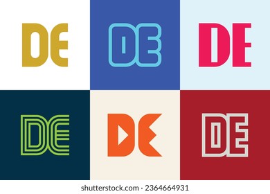 Set of letter DE logos. Abstract logos collection with letters. Geometrical abstract logos