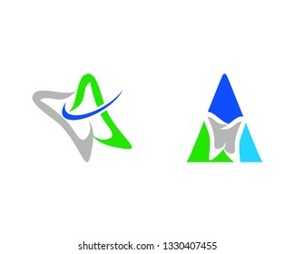 Set of Letter A Dental Logo Template Design Vector