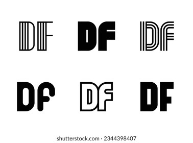 Set of letter DF logos. Abstract logos collection with letters. Geometrical abstract logos