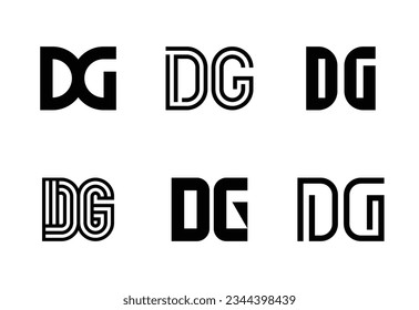 Set of letter DG logos. Abstract logos collection with letters. Geometrical abstract logos