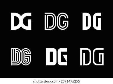 Set of letter DG logos. Abstract logos collection with letters. Geometrical abstract logos