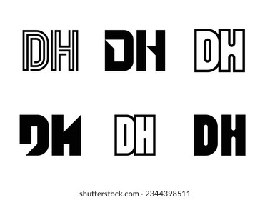 Set of letter DH logos. Abstract logos collection with letters. Geometrical abstract logos