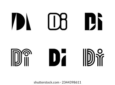 Set of letter DI logos. Abstract logos collection with letters. Geometrical abstract logos