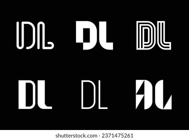 Set of letter DL logos. Abstract logos collection with letters. Geometrical abstract logos