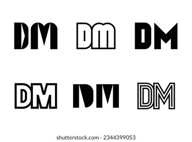 Satz von DM-Logos. Abstrakte Logos-Kollektion mit Buchstaben. Abstrakte geometrische Logos